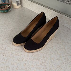 J. Crew Black and Tan Wedge Shoes